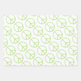 Blue Yellow Green Peace Sign Gift Wrap Combo Inpakpapier Vel