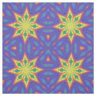 Blue Yellow Green Star Geometric Print Patroon Stof