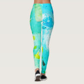 Blue Yellow Green White modern Elegant Abstract Leggings (Achterkant)