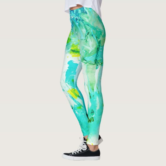Blue Yellow Green White modern Elegant Abstract Leggings (Links)