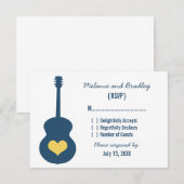 Blue/Yellow Guitar Heart Response Kaart (Voorkant / Achterkant)