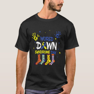 Blue Yellow Hand 21 World Down Syndrome Awareness T-shirt