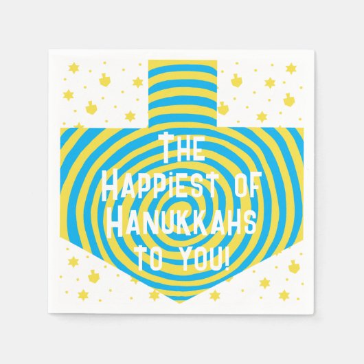 Blue Yellow Hanukkah Swirl Dreidel Servet (Voorkant)