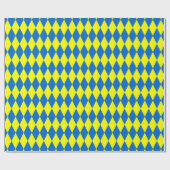 Blue Yellow Harlequin Checkered Design Cadeaupapier (Vlak)