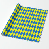 Blue Yellow Harlequin Checkered Design Cadeaupapier (Uitgerold)