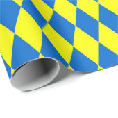 Blue Yellow Harlequin Checkered Design Cadeaupapier (Rol Hoek)