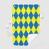 Blue Yellow Harlequin Checkered Design  Golfhanddoek (Insitu)