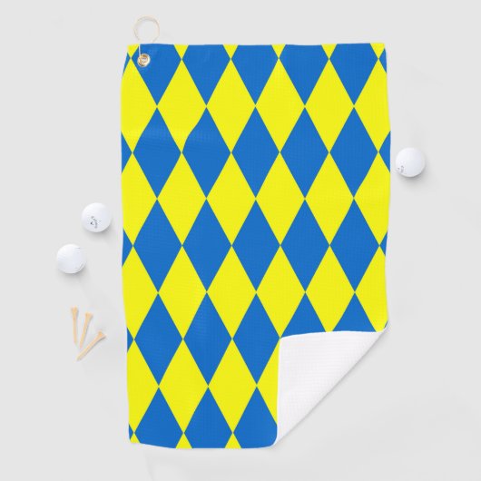 Blue Yellow Harlequin Checkered Design  Golfhanddoek (Insitu)
