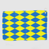 Blue Yellow Harlequin Checkered Design  Golfhanddoek (Horizontaal)