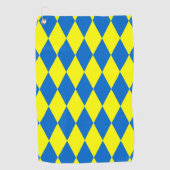 Blue Yellow Harlequin Checkered Design  Golfhanddoek (Voorkant)