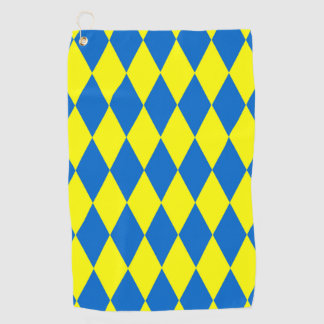 Blue Yellow Harlequin Checkered Design  Golfhanddoek