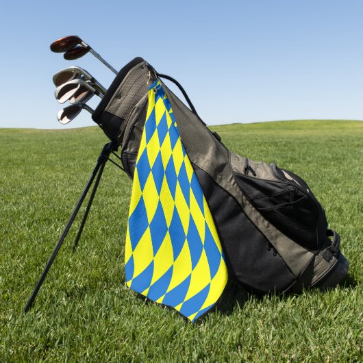 Blue Yellow Harlequin Checkered Design  Golfhanddoek (Groen)