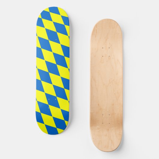 Blue Yellow Harlequin Checkered Design  Persoonlijk Skateboard (Voorkant)