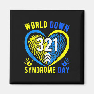 Blue Yellow Heart 21 World Down Syndrome Awareness Magneet