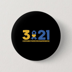 Blue Yellow Heart 21 World Down Syndrome Awareness Ronde Button 5,7 Cm