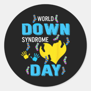 Blue Yellow Heart 21 World Down Syndrome Awareness Ronde Sticker