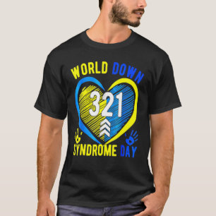 Blue Yellow Heart 21 World Down Syndrome Awareness T-shirt