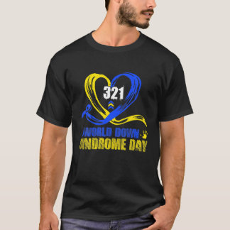 Blue Yellow Heart 21 World Down Syndrome Awareness T-shirt
