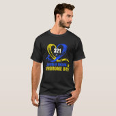 Blue Yellow Heart 21 World Down Syndrome Awareness T-shirt (Voorkant volledig)