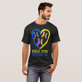 Blue Yellow Heart 21 World Down Syndrome Awareness T-shirt (Voorkant volledig)
