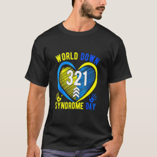 Blue Yellow Heart 21 World Down Syndrome Awareness T-shirt