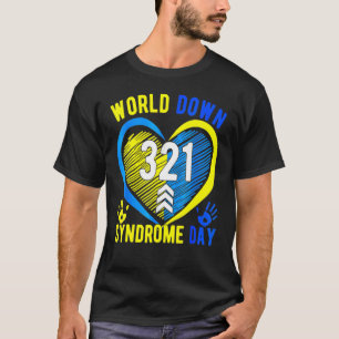 Blue Yellow Heart 21 World Down Syndrome Awareness T-shirt