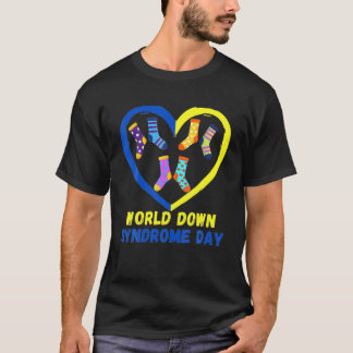 Blue Yellow Heart 21 World Down Syndrome Awareness T-shirt