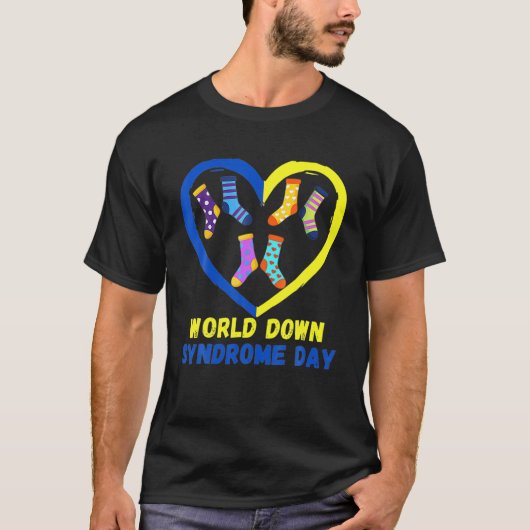 Blue Yellow Heart 21 World Down Syndrome Awareness T-shirt (Voorkant)