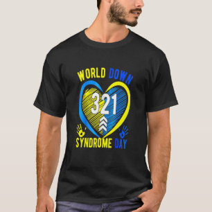 Blue Yellow Heart 21 World Down Syndrome Awareness T-shirt