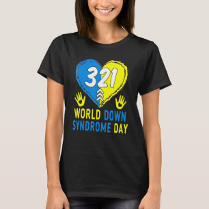 Blue Yellow Heart 21 World Down Syndrome Awareness T-shirt