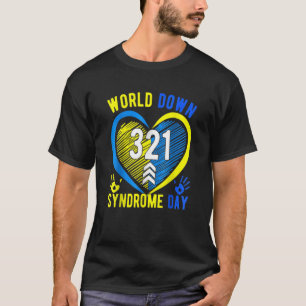 Blue Yellow Heart 21 World Down Syndrome Awareness T-shirt