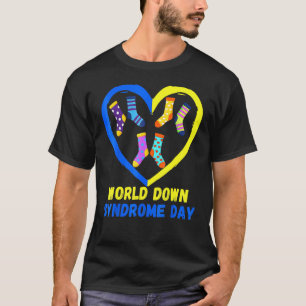 Blue Yellow Heart 21 World Down Syndrome Awareness T-shirt