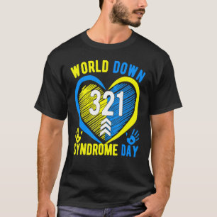 Blue Yellow Heart 21 World Down Syndrome Awareness T-shirt