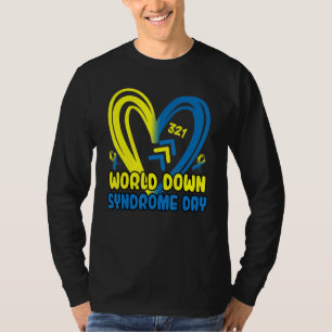 Blue Yellow Heart 21 World Down Syndrome Awareness T-shirt