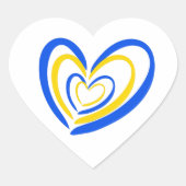 Blue Yellow Heart Love and Peace Ukraine Geïnspire Hart Sticker (Voorkant)