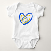 Blue Yellow Heart Love and Peace Ukraine Geïnspire Romper (Voorkant)