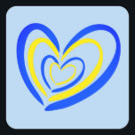 Blue Yellow Heart Peace Anti-War Support Oekraïne Vierkante Sticker<br><div class="desc">Blue Yellow Heart Peace Anti War ondersteunt Sticker Oekraïne Square.</div>