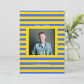 Blue Yellow High School Grad Announcement Card Aankondiging (Staand voorkant)
