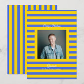 Blue Yellow High School Grad Announcement Card Aankondiging (Voorkant / Achterkant)