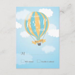 Blue Yellow Hot Air Ballon Baby shower RSVP-kaart RSVP Kaartje