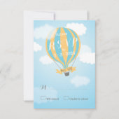 Blue Yellow Hot Air Ballon Baby shower RSVP-kaart RSVP Kaartje (Voorkant)