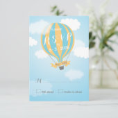 Blue Yellow Hot Air Ballon Baby shower RSVP-kaart RSVP Kaartje (Staand voorkant)