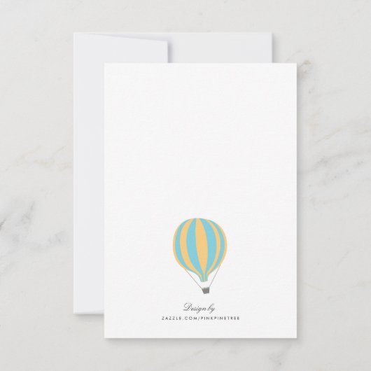 Blue Yellow Hot Air Ballon Baby shower RSVP-kaart RSVP Kaartje (Achterkant)