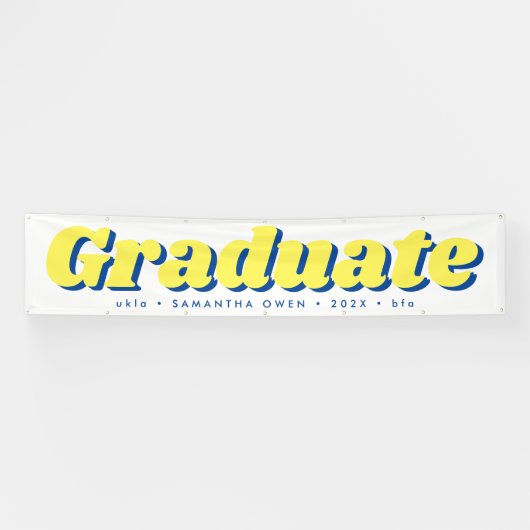 Blue Yellow Huge Editable Modern Afstuderen Spandoek (Horizontaal)