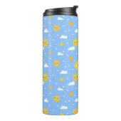 Blue Yellow Kawaii Sunshine Cloud Monogram Thermosbeker (Gedraaid links)