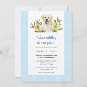 Blue Yellow Labrador Dog Baby shower Invitation Kaart