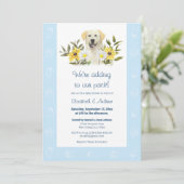 Blue Yellow Labrador Dog Baby shower Uitnodiging (Staand voorkant)