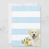 Blue Yellow Labrador Dog Baby shower Uitnodiging (Achterkant)