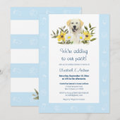 Blue Yellow Labrador Dog Baby shower Uitnodiging (Voorkant / Achterkant)