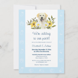 Blue Yellow Labrador Dog Baby shower Uitnodiging